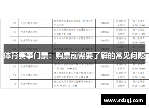 体育赛事门票：购票前需要了解的常见问题